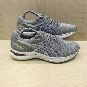 Asics Gel Nimbus 22 Gray Purple Running Sneakers 1012A587 Women's Size 11